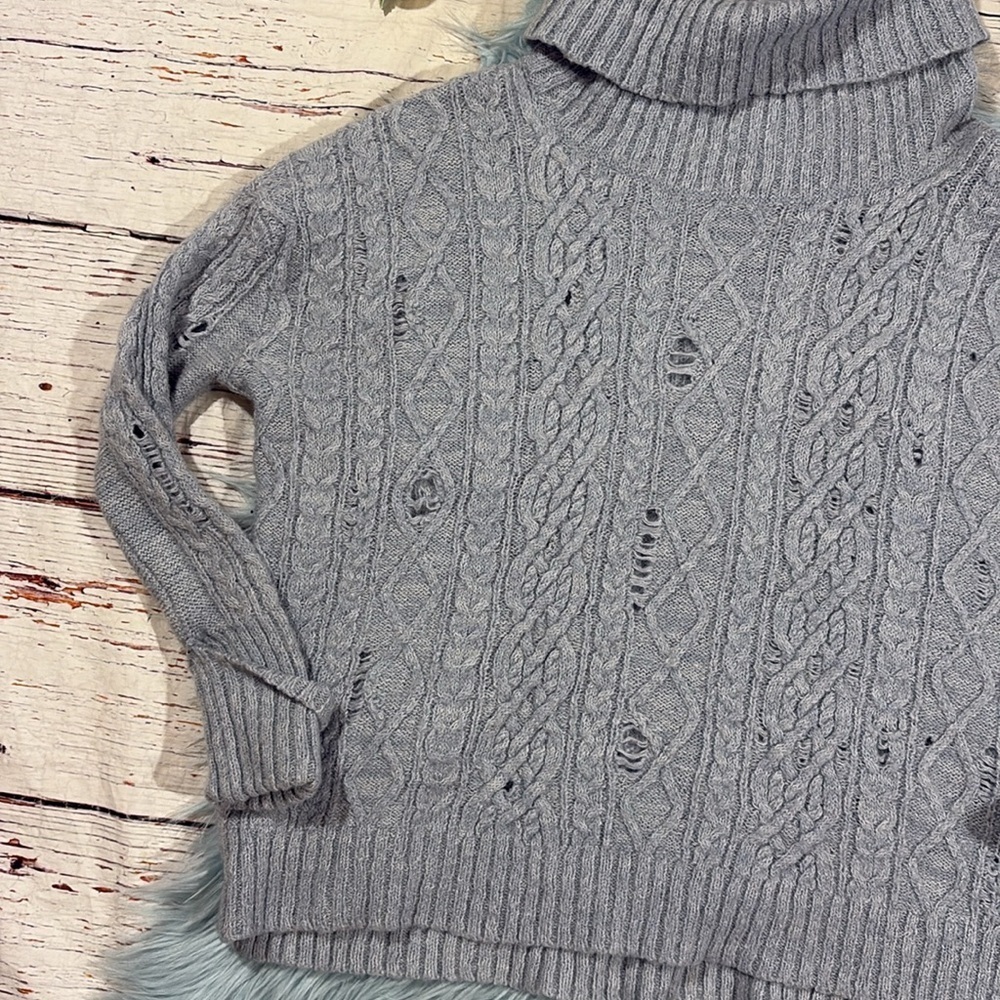 Free People Complex Cowl Neck Rip & Repaired Sweater - Picture 7 of 9